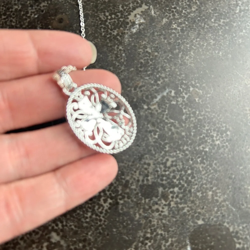 Silver Tone Cross Necklace with Chain